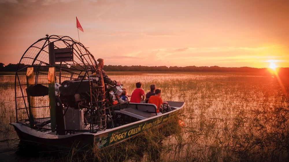 A sunset airboat tour of the Florida Everglades