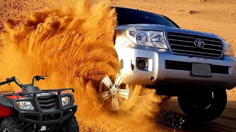 Dubai Evening Desert Safari with ATVs, Camels, and Dinner